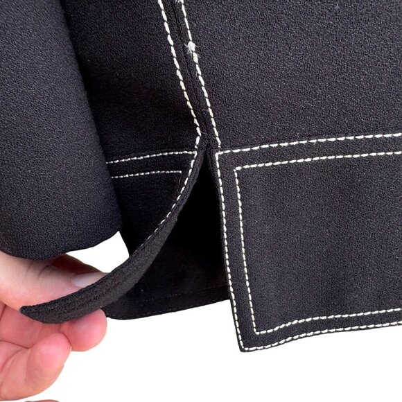 John Meyer Of Norwich Womens Black Contrast Stitch Open Front Blazer Jacket 26W - Picture 3 of 8